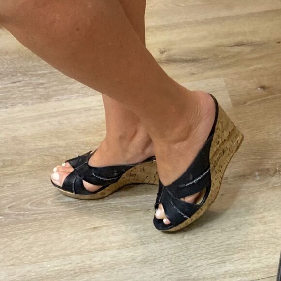 Black Wedge Sandals - Picture 4 of 10